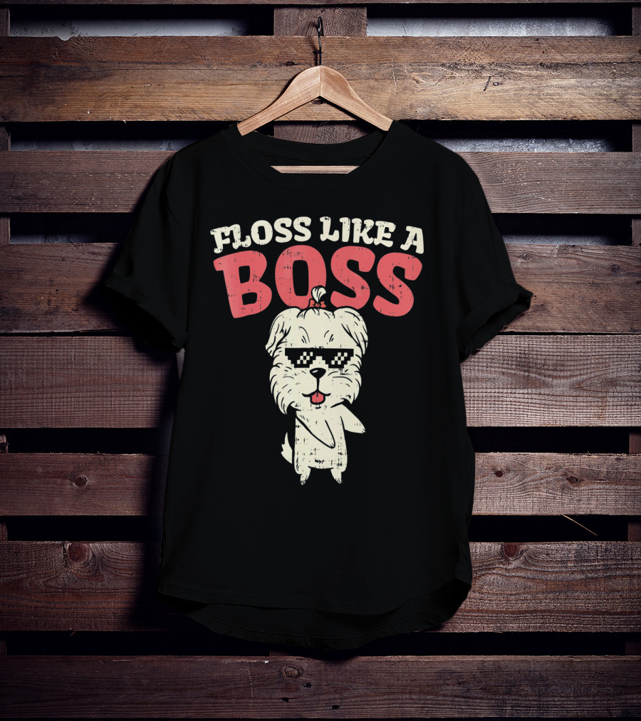 Floss Like A Boss Dance Flossing Shih Tzu With Sunglasses T-Shirt