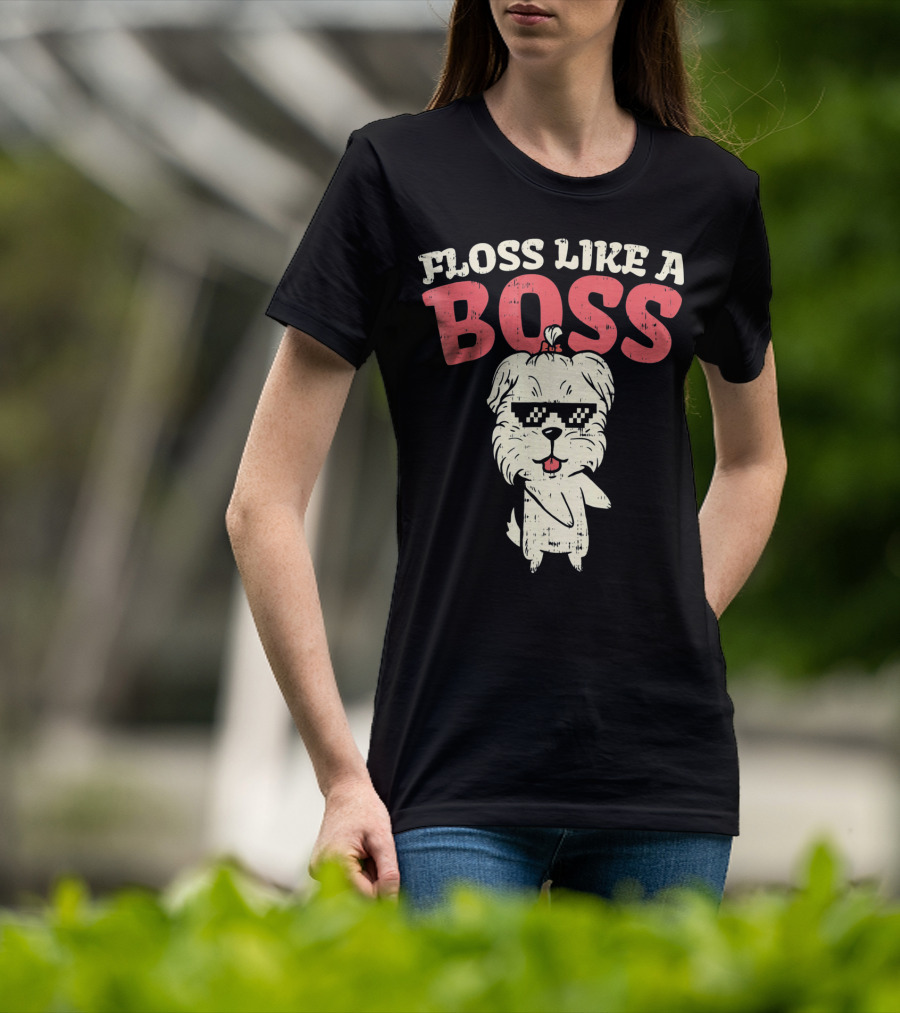 Floss Like A Boss Dance Flossing Shih Tzu With Sunglasses T-Shirt