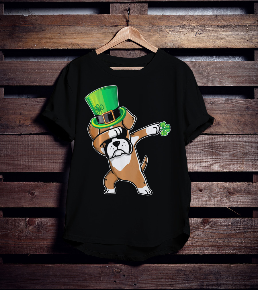 Funny Boxer Dog Dabbing St. Patrick's Day Dance T-Shirt