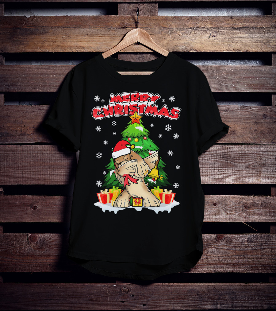 Merry Christmas Funny Dabbing Cocker Spaniel Holiday Tree Snowflakes Presents T-Shirt