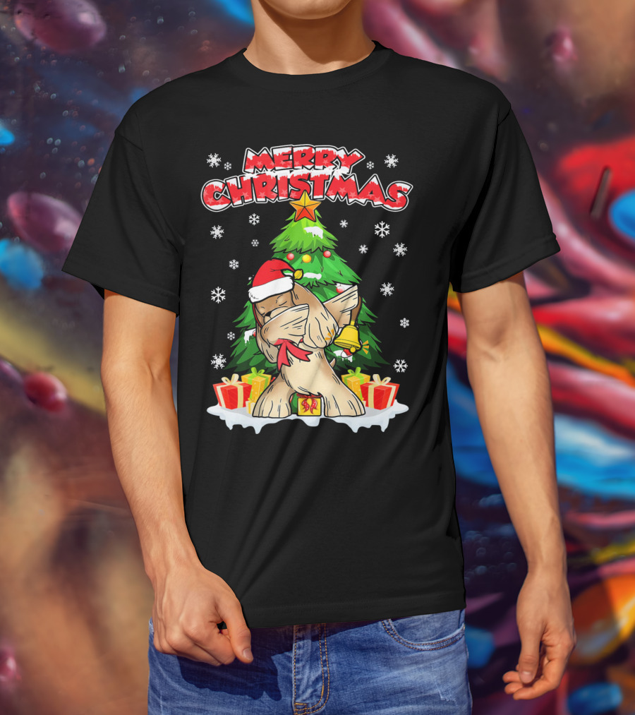 Merry Christmas Funny Dabbing Cocker Spaniel Holiday Tree Snowflakes Presents T-Shirt