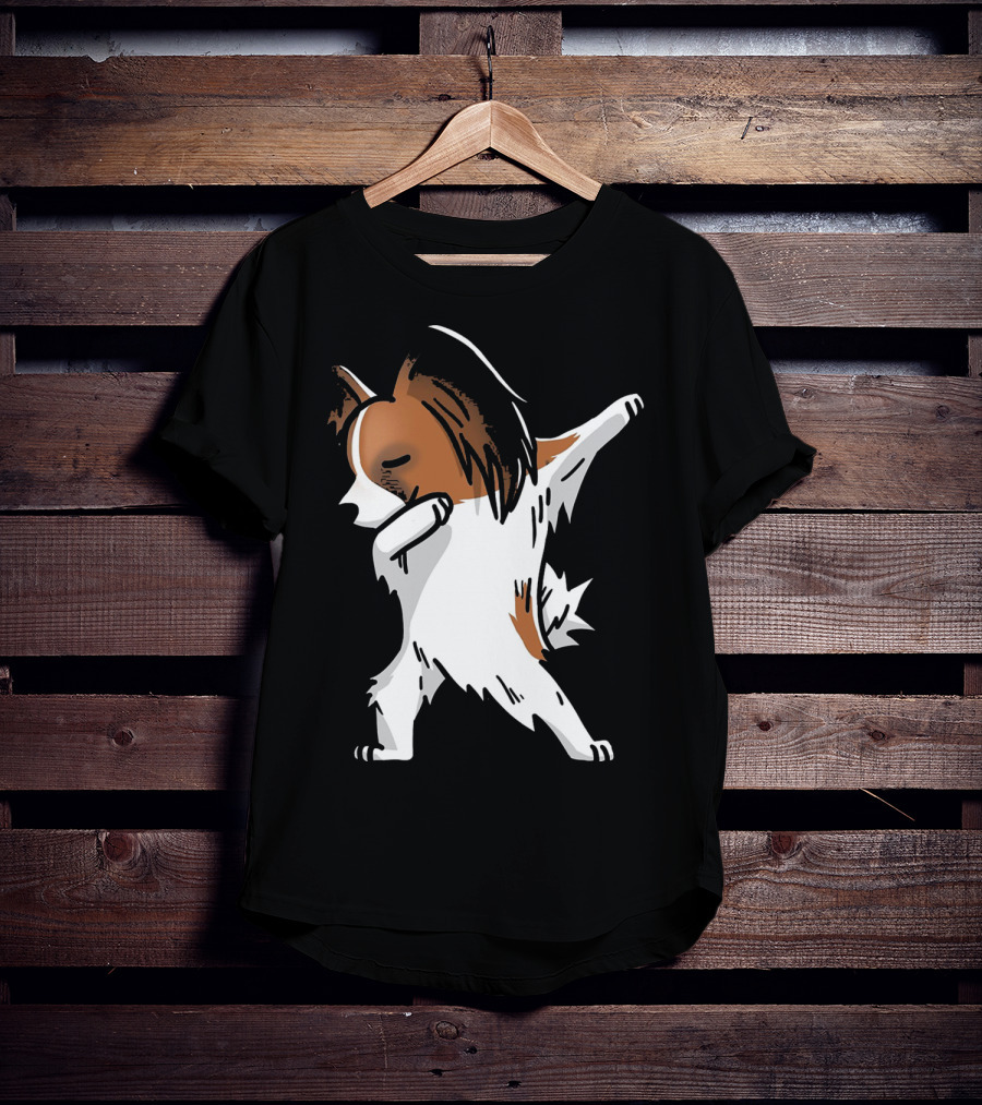 Funny Dancing Papillon Dog Birthday Celebration Party T-Shirt
