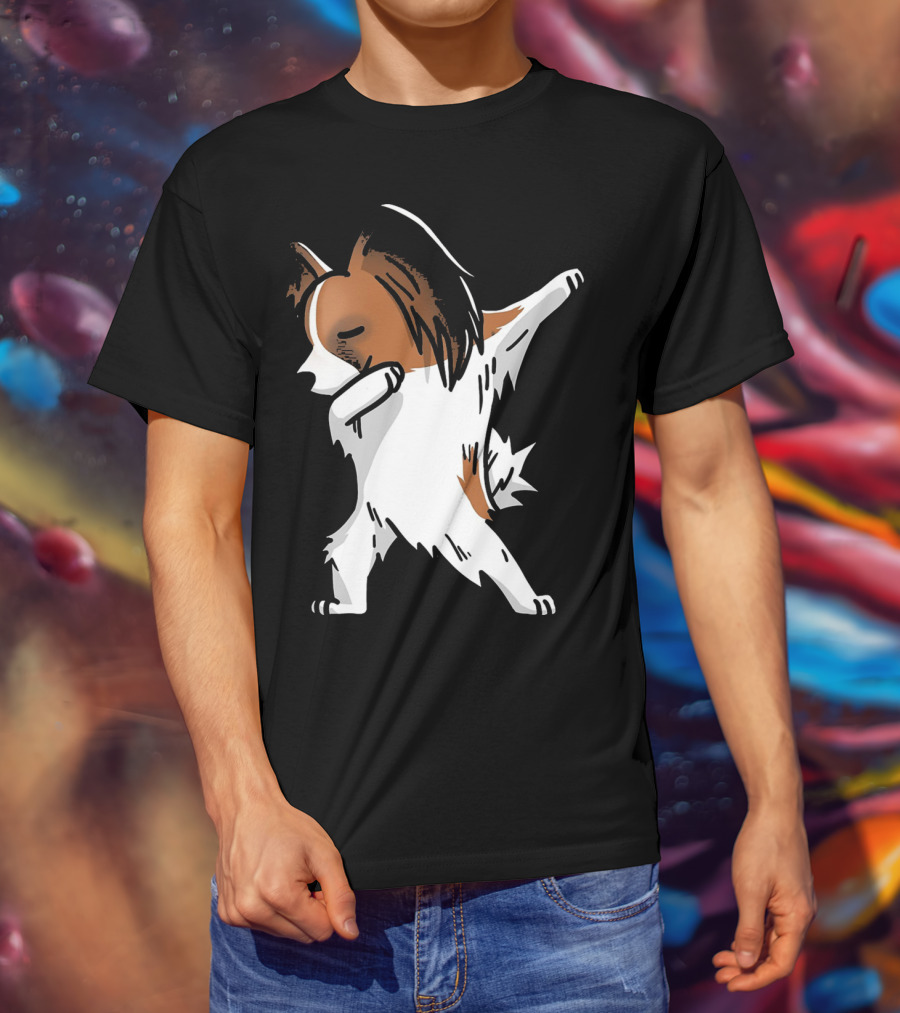 Funny Dancing Papillon Dog Birthday Celebration Party T-Shirt