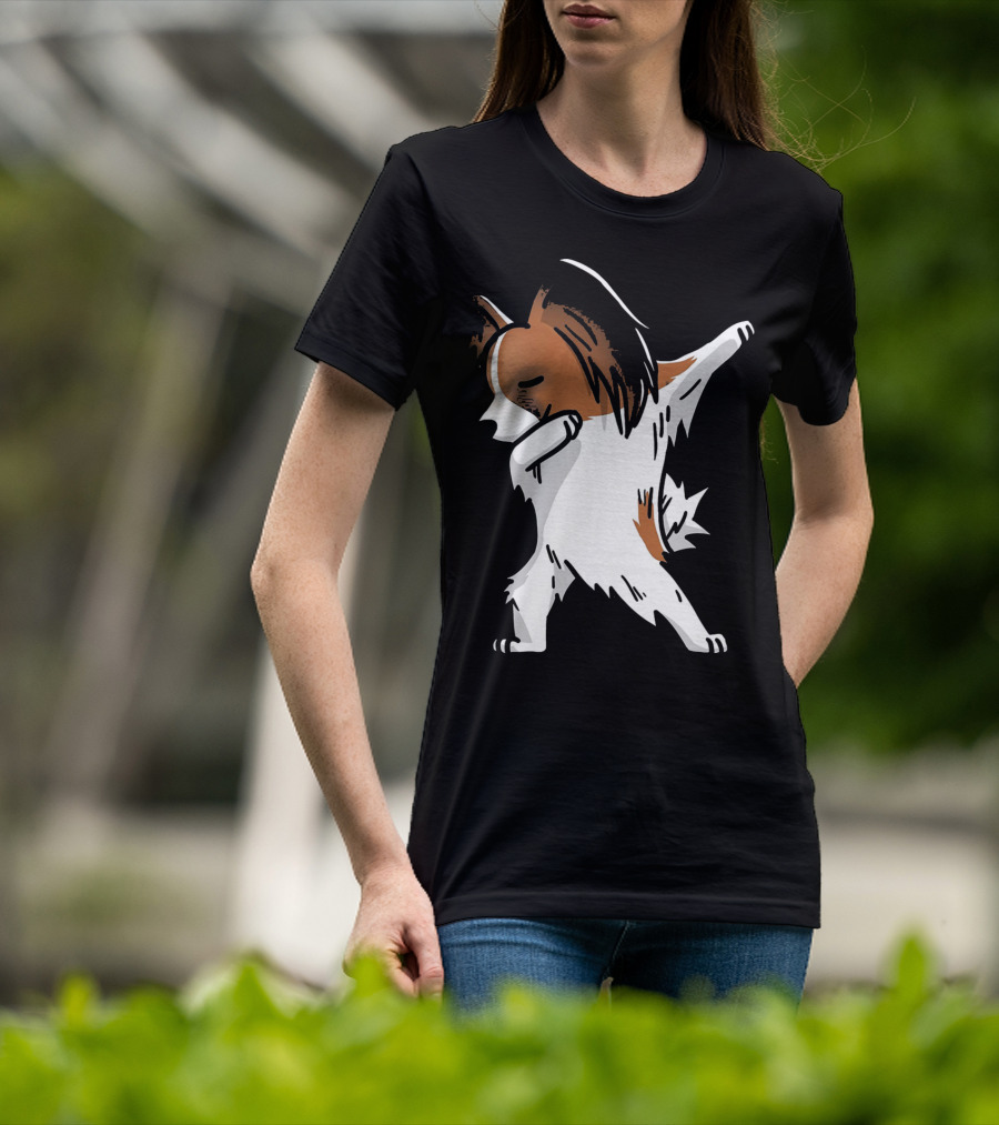 Funny Dancing Papillon Dog Birthday Celebration Party T-Shirt