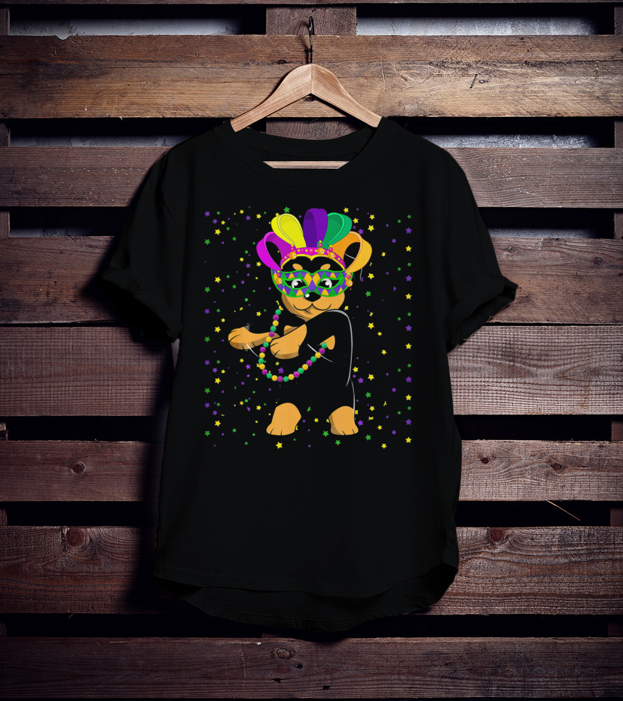 Rottweiler Flossing Beads Jester Hat Mardi Gras Fun T-Shirt