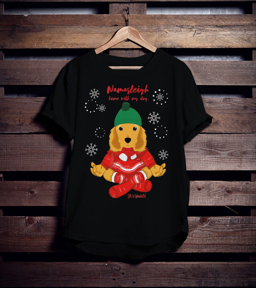 Namasleigh Cocker Spaniel Love Christmas Yoga Dog Life Is Wonderful T-Shirt