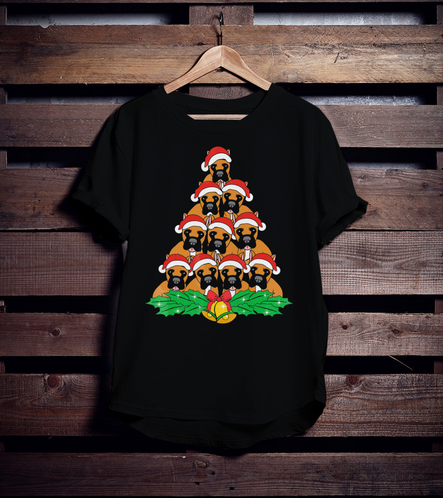 Great Dane Christmas Santa Hat Tree Dog Xmas Lover T-Shirt