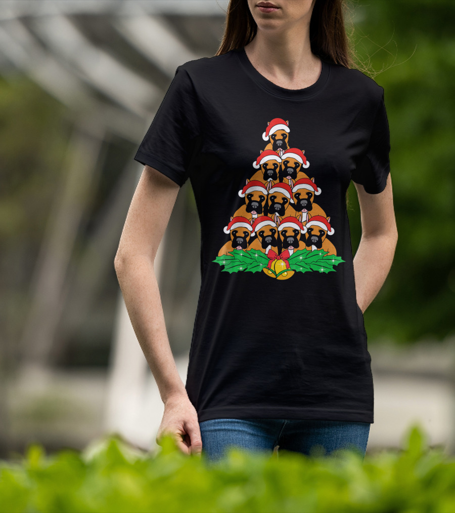 Great Dane Christmas Santa Hat Tree Dog Xmas Lover T-Shirt
