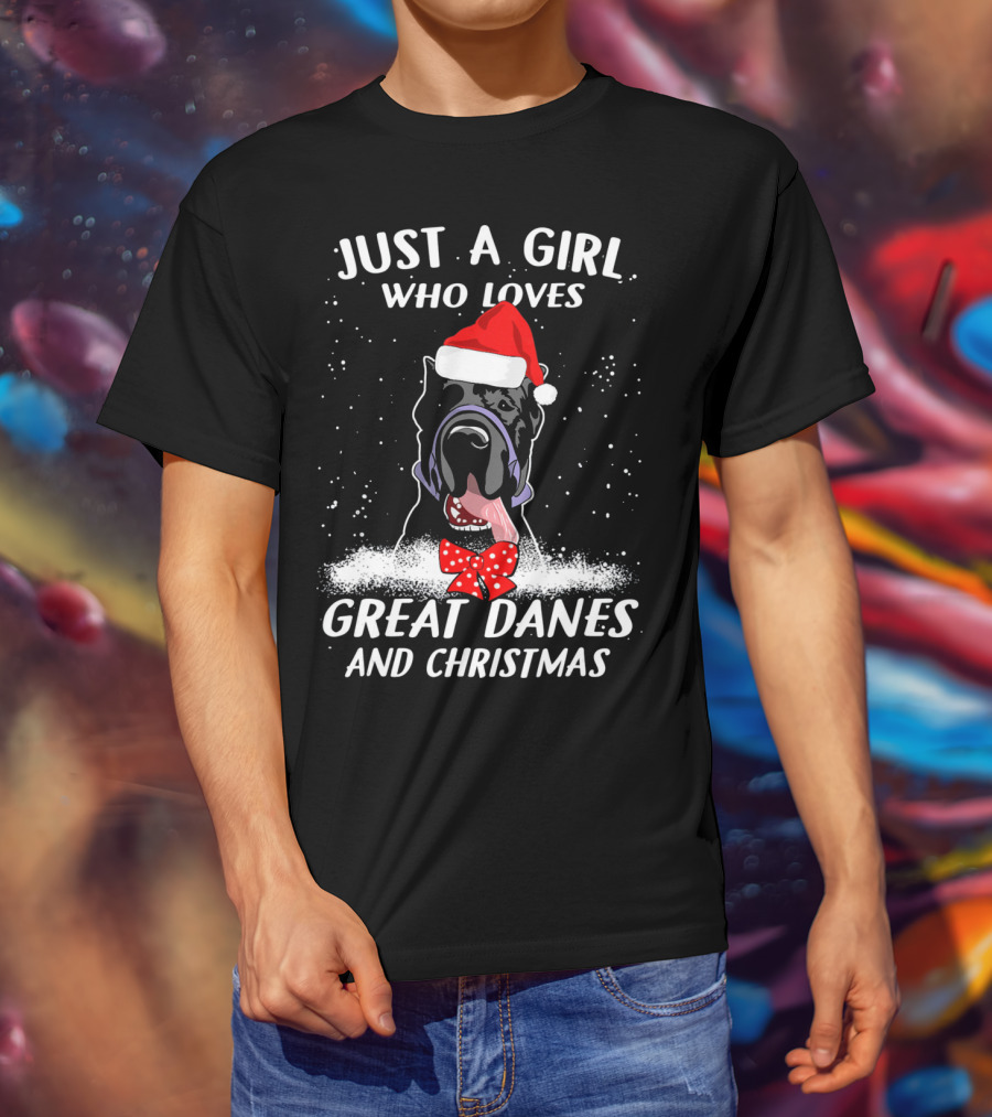 Just A Girl Who Loves Great Danes And Christmas T-Shirt