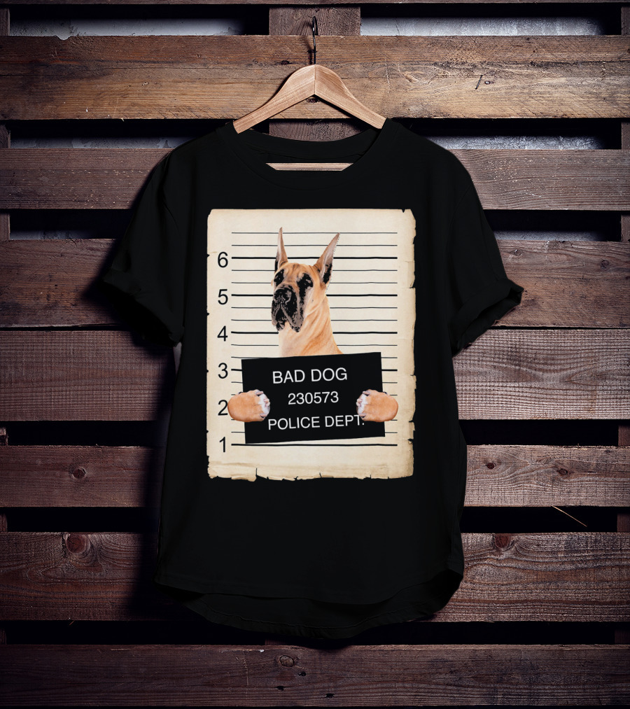 Great Dane Bad Dog Police Dept Mugshot 230573 T-Shirt
