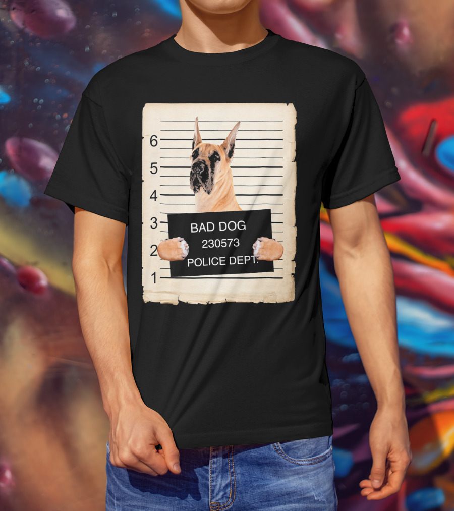 Great Dane Bad Dog Police Dept Mugshot 230573 T-Shirt
