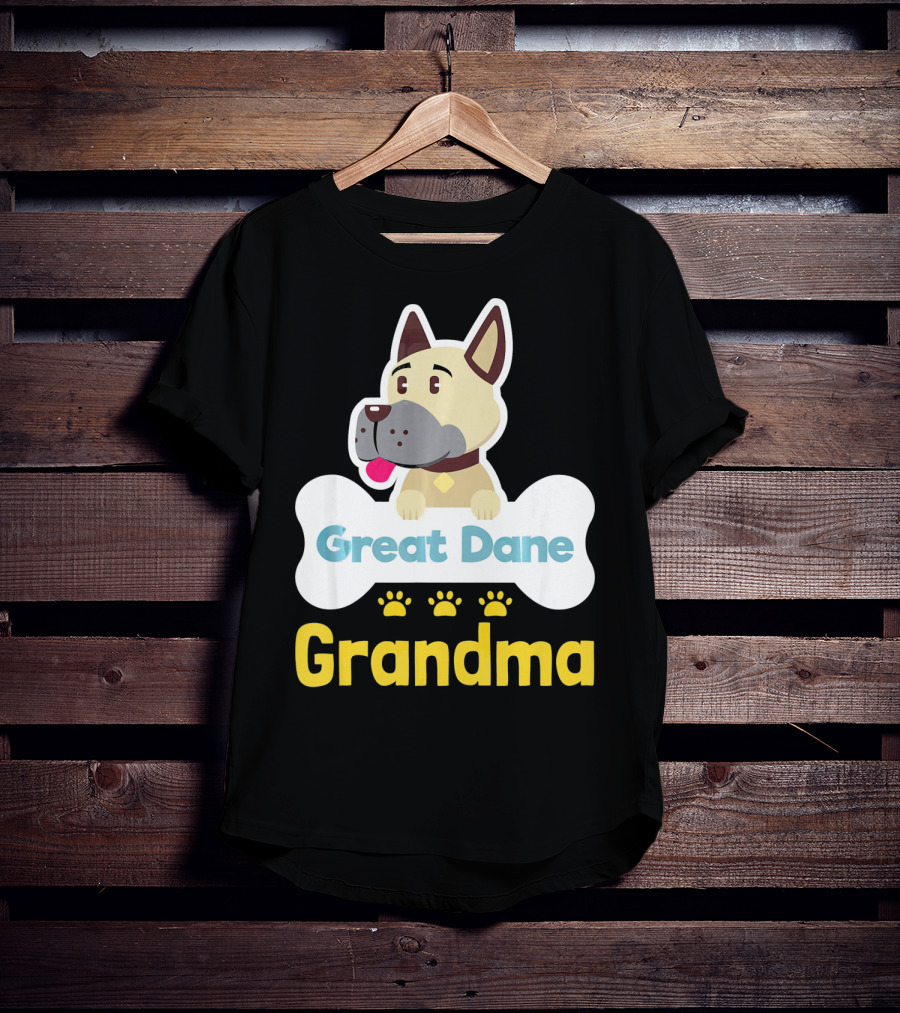 Great Dane Grandma Dog Bone With Paw Prints T-Shirt