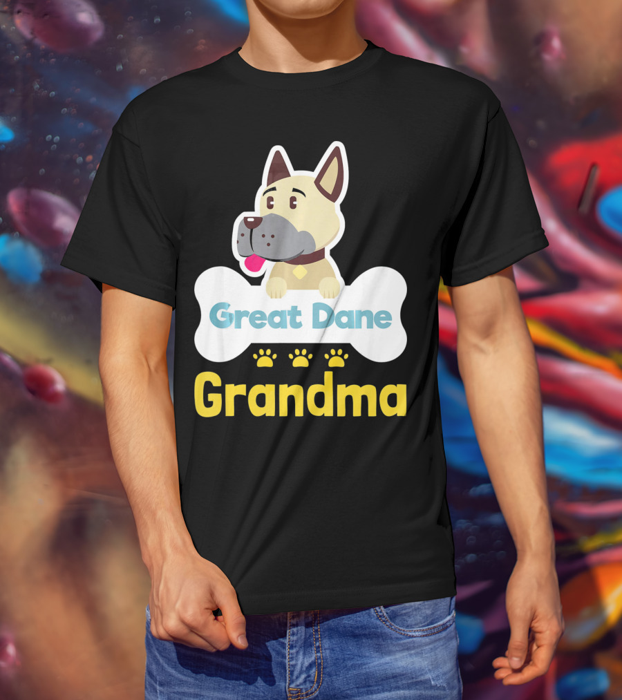 Great Dane Grandma Dog Bone With Paw Prints T-Shirt