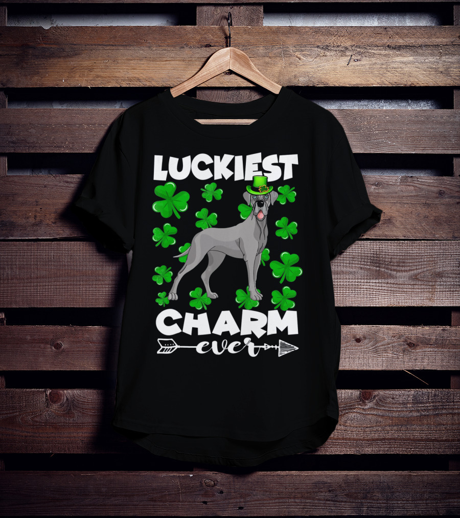 Luckiest Charm Ever Great Dane Shamrocks Hat T-Shirt