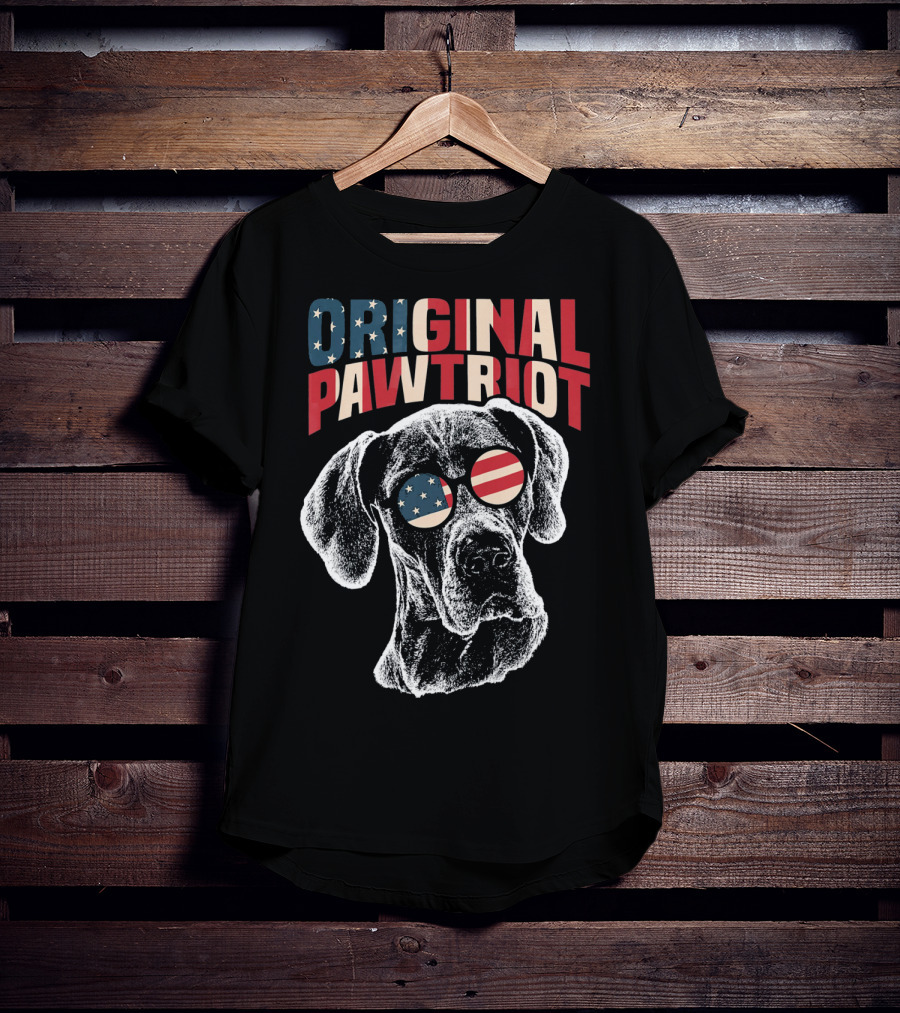 Original Pawtriot Great Dane USA Flag Funny July T-Shirt