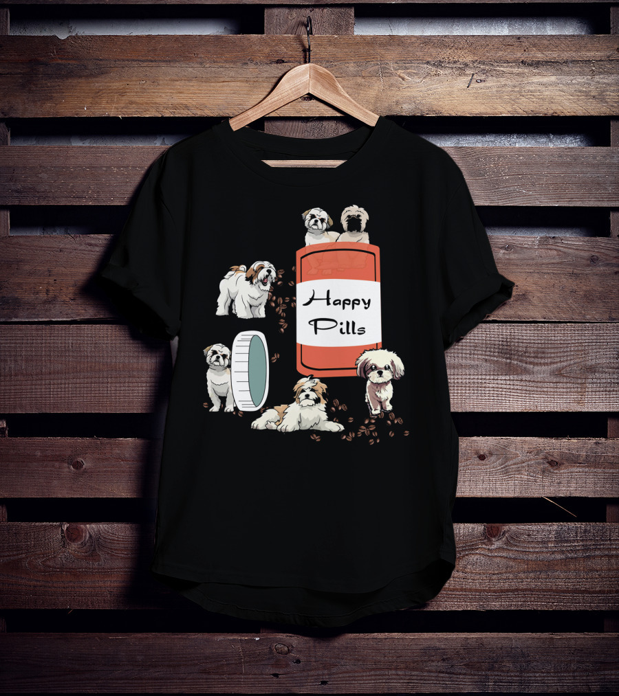 Happy Pills Shih Tzu Dog Cute Canine Fun Playful Puppy T-Shirt