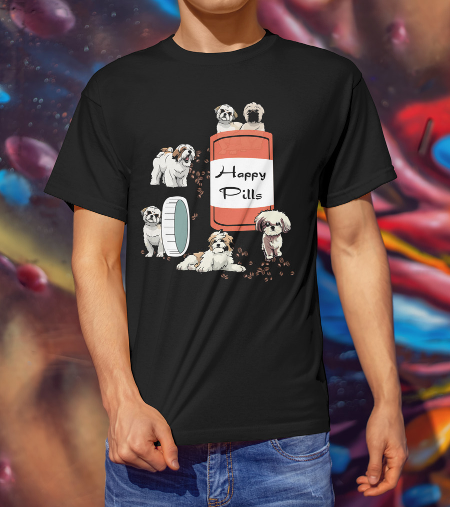 Happy Pills Shih Tzu Dog Cute Canine Fun Playful Puppy T-Shirt