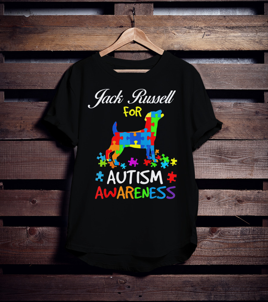 Jack Russell Dog For Autism Awareness Puzzle Pieces T-Shirt