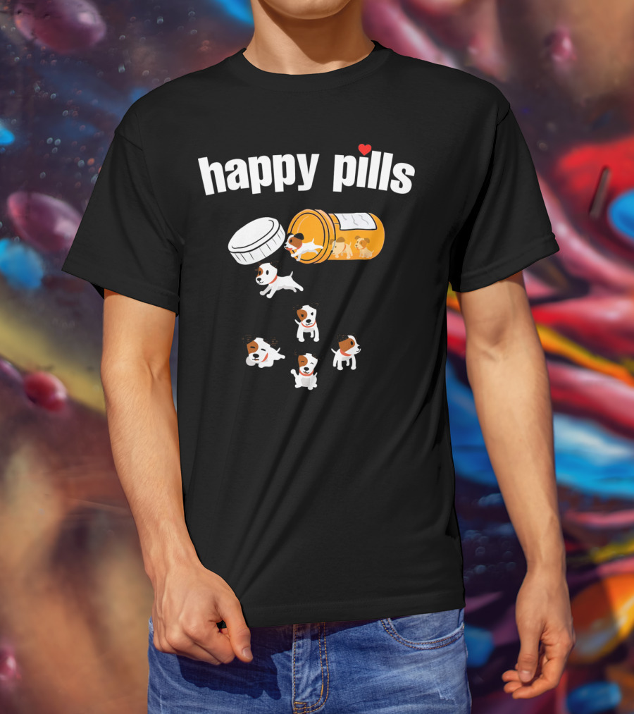 Happy Pills Jack Russell Terrier Funny Dog Love T-Shirt