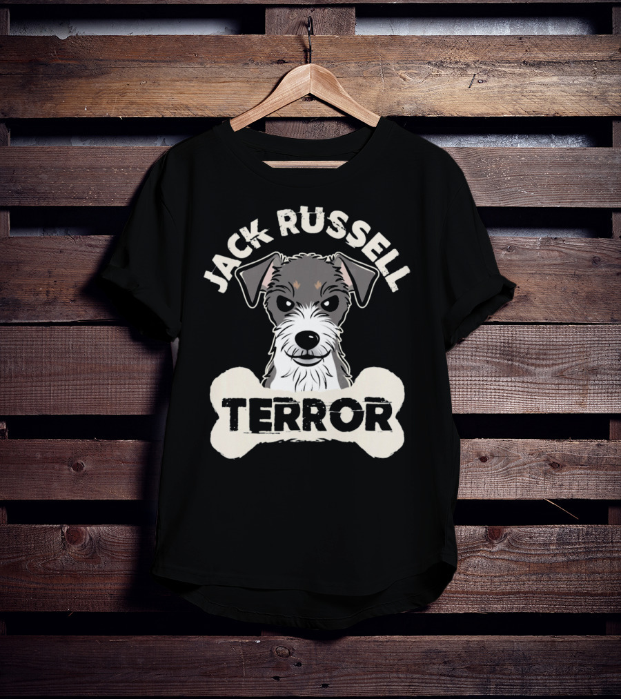 Jack Russell Terrier With Bone Graphic And 'Terror' Text T-Shirt