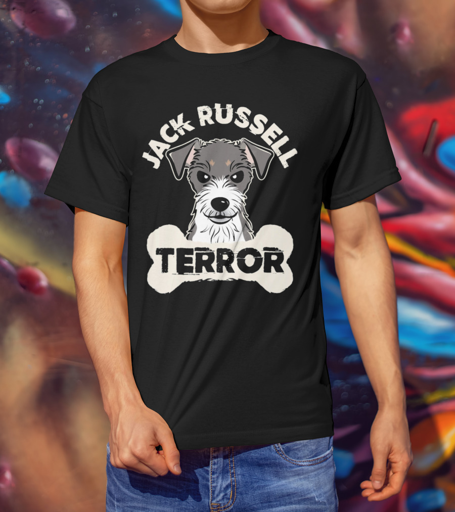 Jack Russell Terrier With Bone Graphic And 'Terror' Text T-Shirt