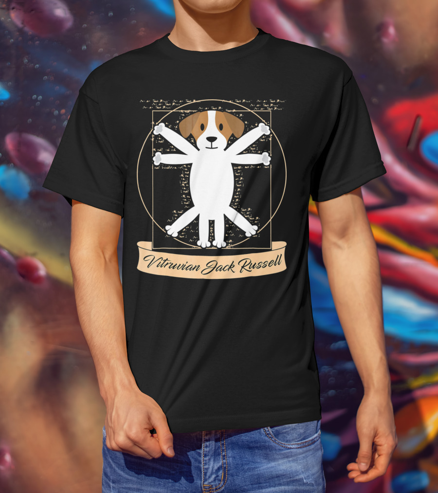 Vitruvian Jack Russell Terrier Man Dog T-Shirt