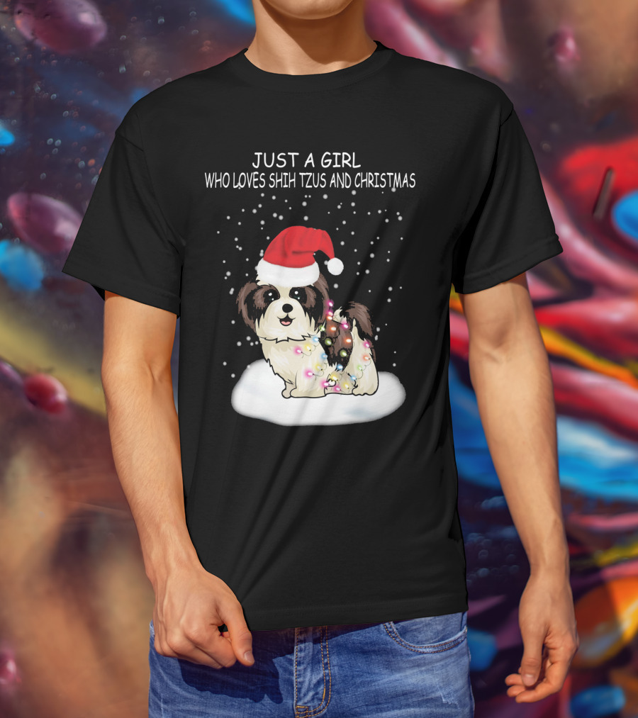 Just A Girl Who Loves Shih Tzu And Christmas T-Shirt