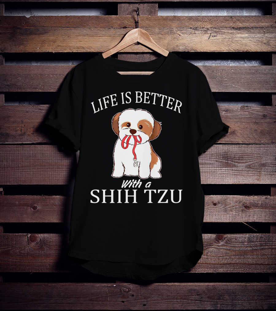 Life Is Better With A Shih Tzu Leash Puppy T-Shirt