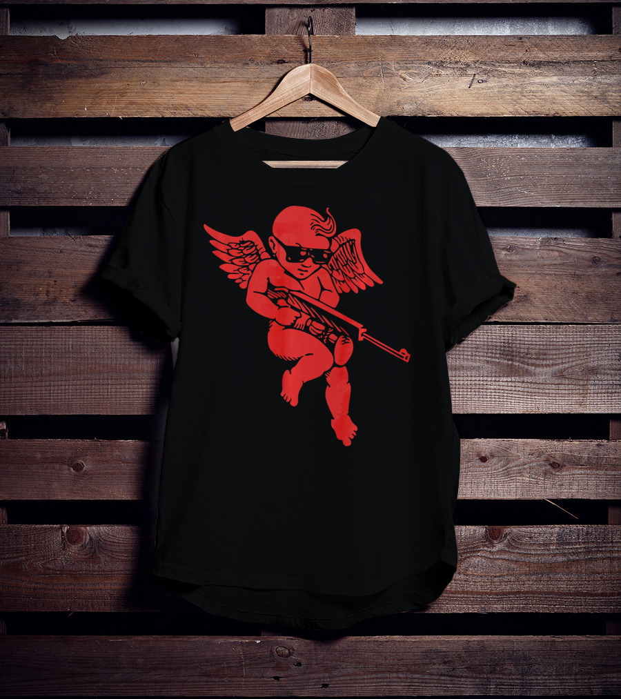 Bad Cupid With Gun And Sunglasses For A Funny Valentine T-Shirt