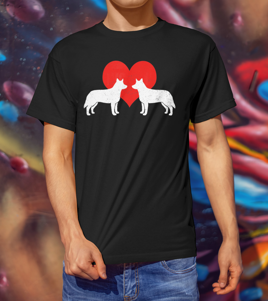 Australian Blue Heeler Heart Silhouette Valenti T-Shirt