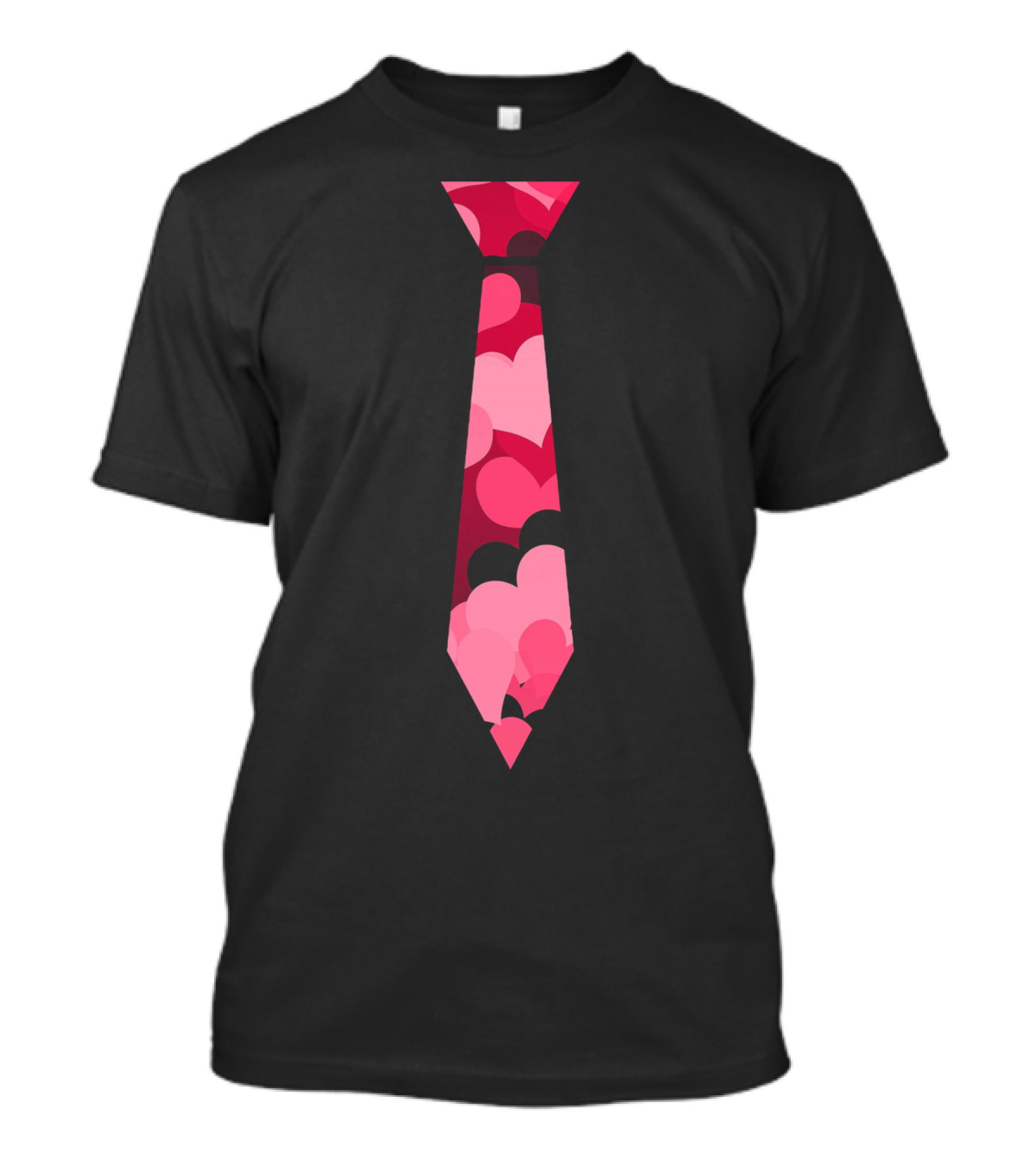Awesome Red And Pink Heart Patterned Neck Tie T-Shirt
