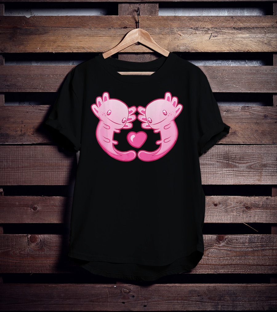 Axolotl Love Heart Cute Valentine's Amphibian T-Shirt