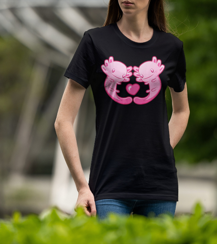 Axolotl Love Heart Cute Valentine's Amphibian T-Shirt