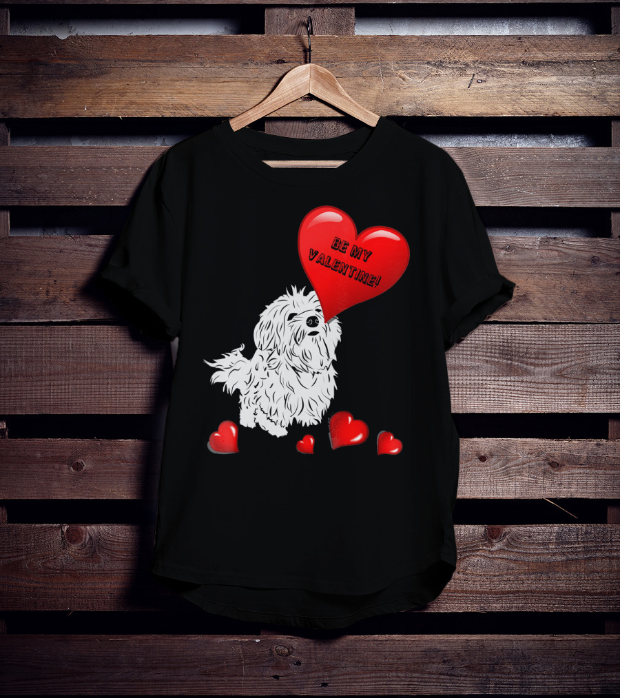 Be My Valentine Maltese Dogs In Love With Red Hearts T-Shirt