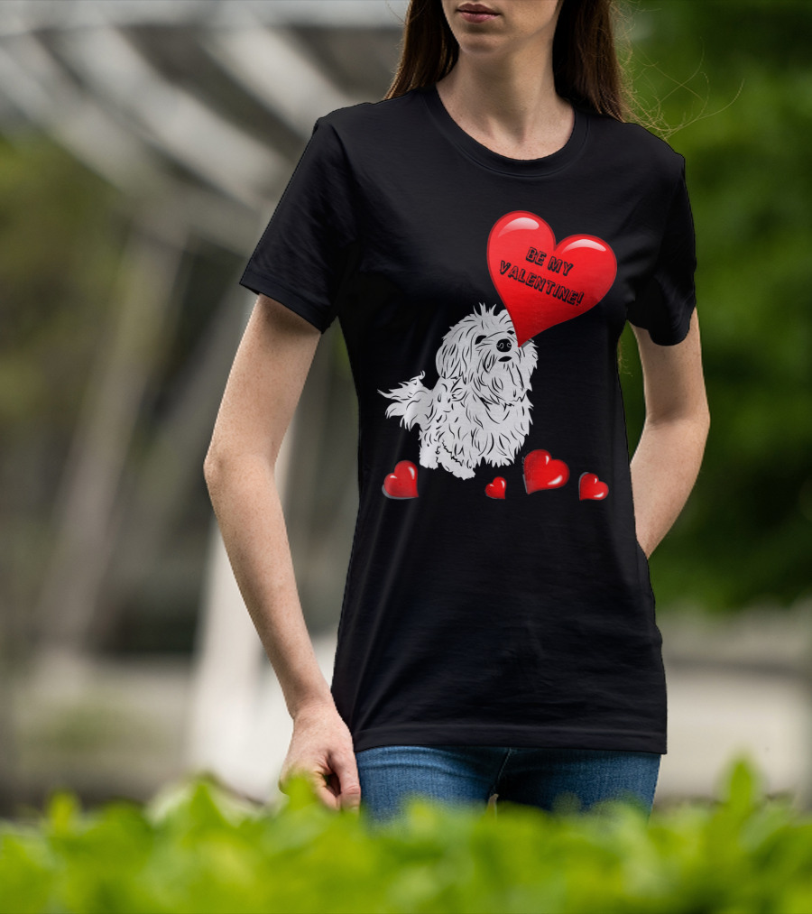 Be My Valentine Maltese Dogs In Love With Red Hearts T-Shirt
