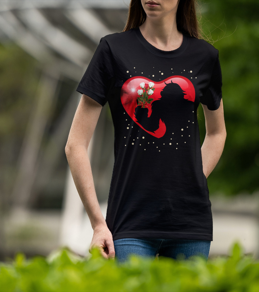 Bigfoot Red Heart White Flower Valentine's Day T-Shirt