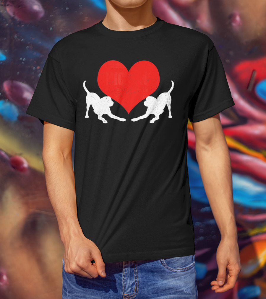 Valentine's Day Black Mouth Cur With Heart T-Shirt