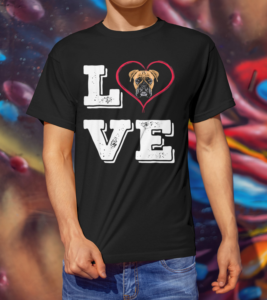 Boxer Dog Love Heart Va Dog Mom T-Shirt