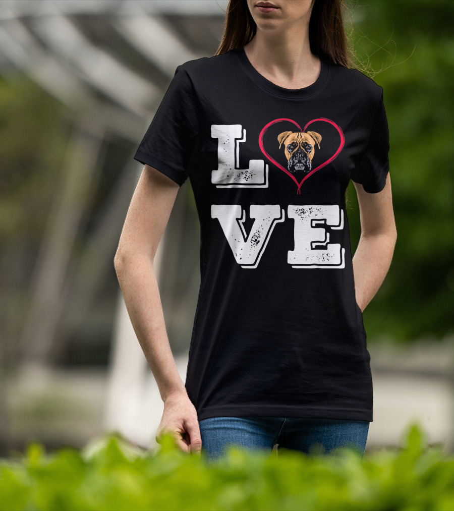 Boxer Dog Love Heart Va Dog Mom T-Shirt