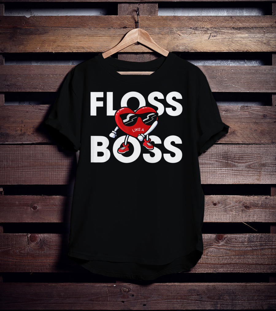 Floss Like A Boss Boys Valentines Day Kids Heart T-Shirt