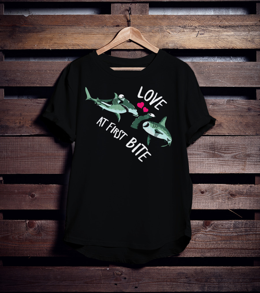 Boys Valentines Day Love At First Bite Shark Valent T-Shirt