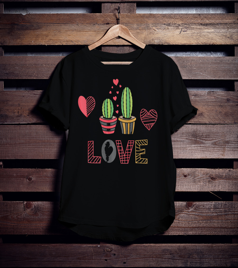 Cactus Valentine Love Succulent Hearts T-Shirt