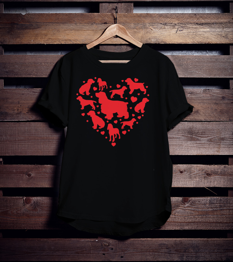Cocker Spaniel Heart Silhouette Valentines Day T-Shirt