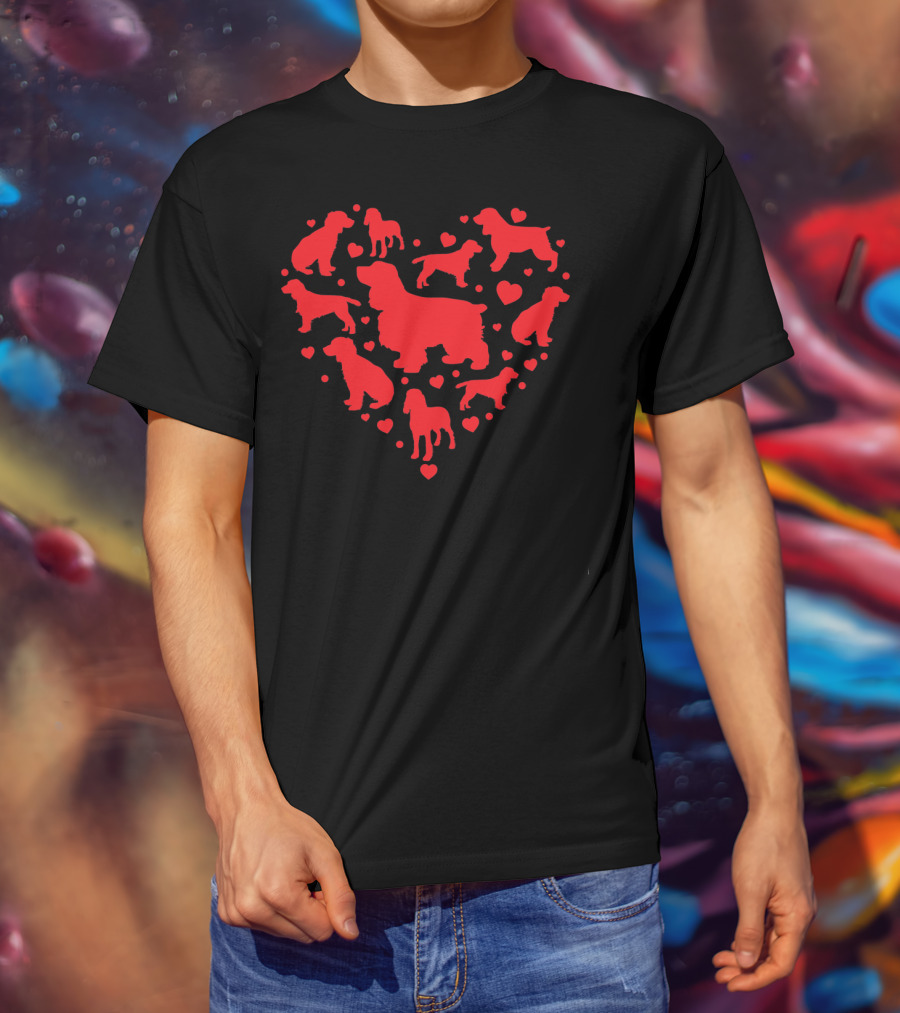 Cocker Spaniel Heart Silhouette Valentines Day T-Shirt