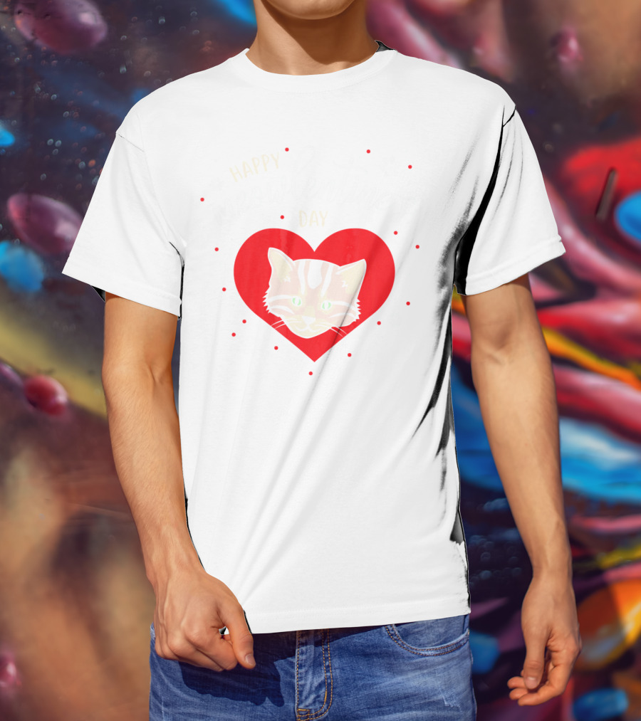Happy Meowlentines Day Cat Heart Paws T-Shirt
