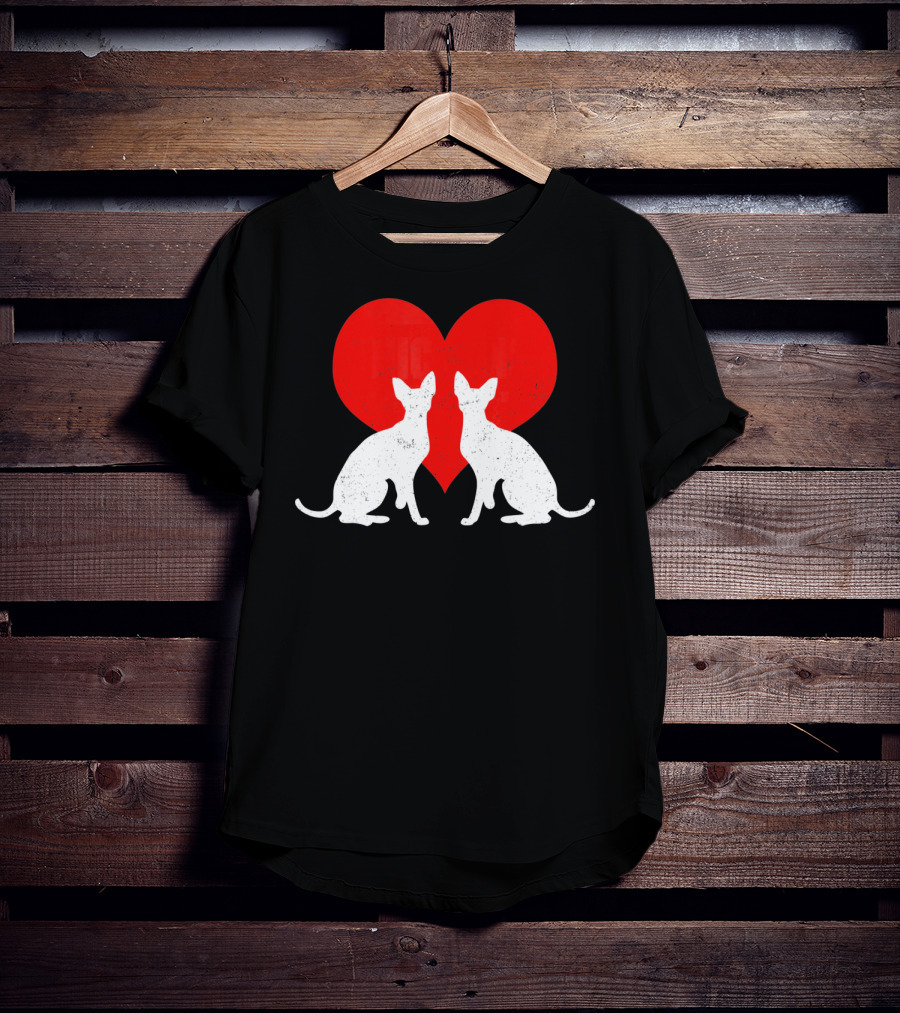 Cornish Rex Cats With Red Heart Valentines Day T-Shirt