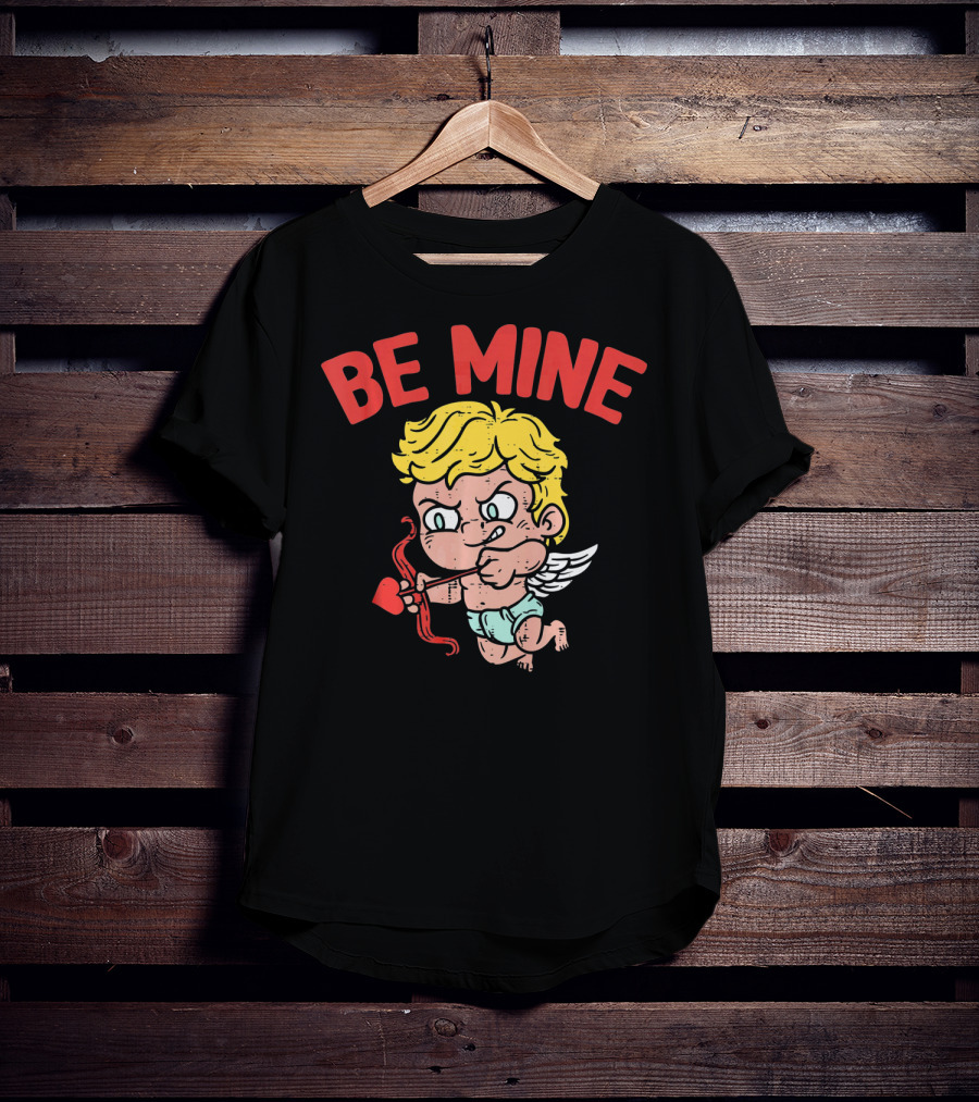 Be Mine Funny Valentine's Day Cupid With Bow And Heart Arrow T-Shirt