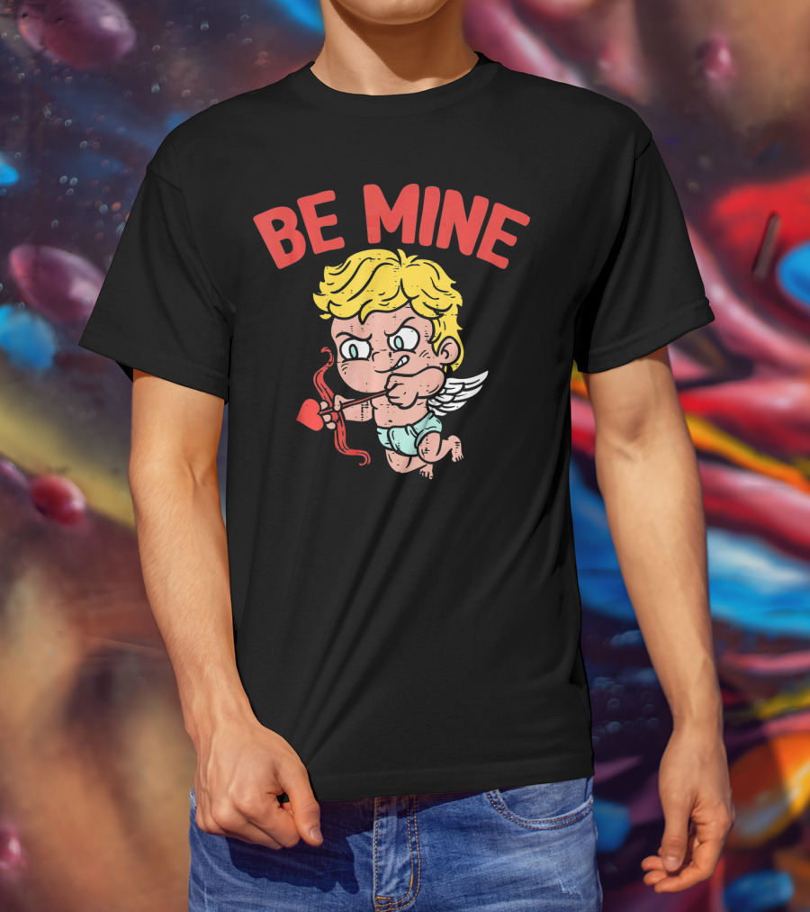 Be Mine Funny Valentine's Day Cupid With Bow And Heart Arrow T-Shirt