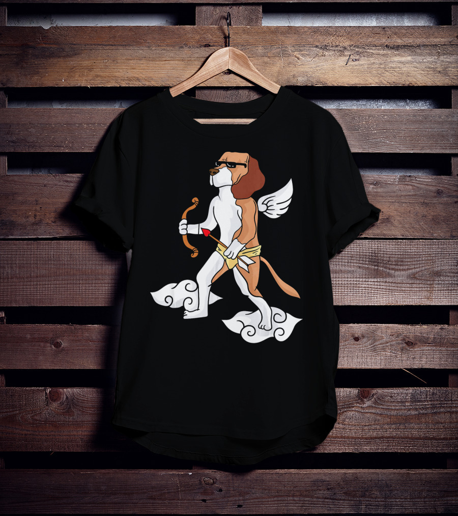 Cupid Beagle Dog Lovers Valentin Cloud Wings Bow Arrow Sunglasses T-Shirt