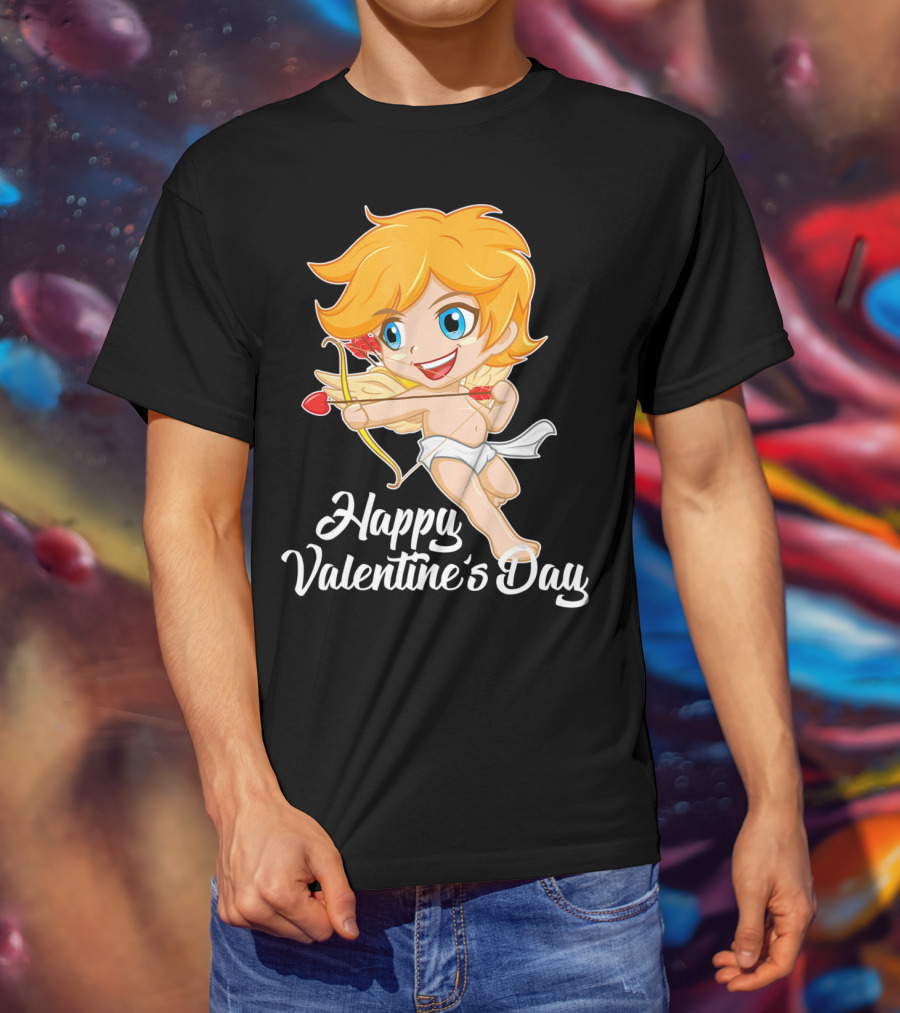 Happy Valentine's Day Cupid Bow And Heart Arrow T-Shirt
